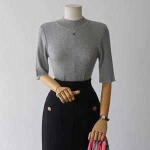 (안나앤모드) clean_골지 하프넥 5부 니트[니트DXS33]