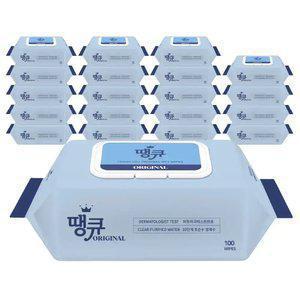 [국내제조] Original 땡큐 물티슈 100매 캡형 20팩 대용량 플레인 갓성비 저자극