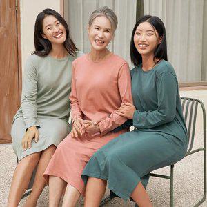 [컴포트랩] 면 트임 롱 원피스