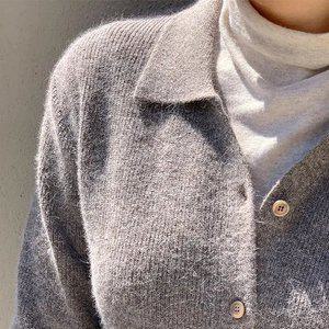 리데이 카라 폭스 울 니트 가디건 겨울 여성 데일리룩 데이트룩 출근룩