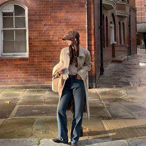 테닌 워싱 기모 와이드 데님 팬츠 겨울 여성 겨울바지 데일리룩 데이트룩