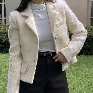 루미스 울 트위드 카라 자켓 겨울 여성 하객룩 데이트룩 데일리룩 겨울자켓