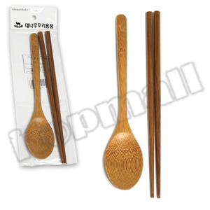 도시엔 대나무 수저세트 (수저+젓가락) 24cm 1벌 나무 숟가락 젓가락
