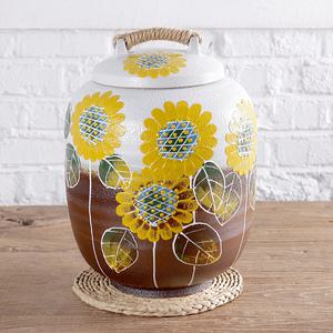 일자 투톤 해바라기 쌀독 10kg 소금단지 현관 소금항아리
