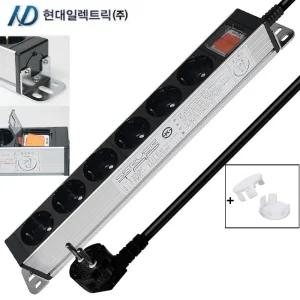 현대일렉트릭 알루미늄 멀티탭 서버탭 랙용 산업용 블랙 멀티탭 콘센트 6구 8구 10구 12구 14구