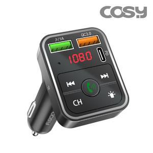 차량용 무선 블루투스 동글 핸즈프리 AUX 오디오 리시버 카팩 / QC3.0 고속충전 마이크로SD USB 음악재생