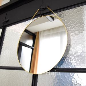 40cm 골드 프레임 육각 원형 벽걸이 벽거울