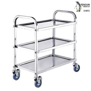 스텐레스 3단 카트 SUS 스텐카트 부식방지 위생용 병원 식당용운반기 서빙 웨건 핸드카