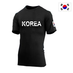 쿨론 KOREA 코리아 검정 반팔 라운드 기능성 남자 티셔츠