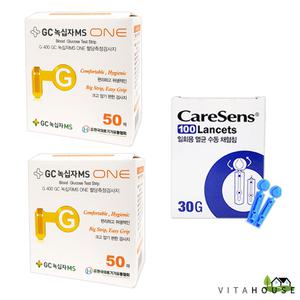 V GC녹십자MS ONE (원) 혈당시험지 100매+침100개 (유효기간 2026-12-18)