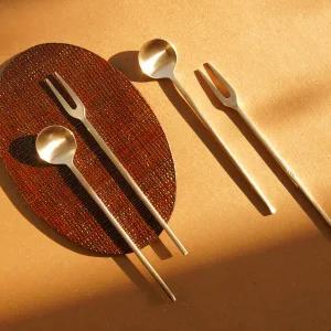 [롯데백화점]놋담 [백화점 선물포장] 방짜유기 체리 티스푼 티포크 4P