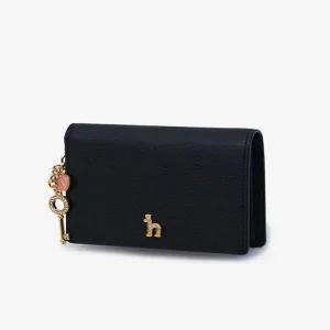 헤지스 핸드백 (HIWA1E184BK) [DEAR PUPPY] 블랙 가죽 큐빅 퍼피로고 참장식 반지갑 HIWA1E184