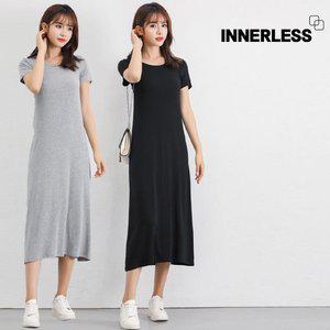 데일리 빅사이즈 모달 캡내장 반팔 롱 원피스 이지웨어