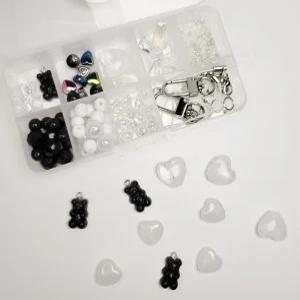 비즈 키링 만들기 세트 DIY 비즈공예 재료 부자재 열쇠고리 블랙앤화이트 키트 리꾸리꾸