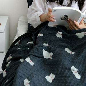 까사베르데 정전기방지 항균가공 북극곰 엠보 극세사 양면 담요 150x200cm, 1개