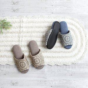 [까사엘]메쉬 면 슬리퍼 실내화 FREE 사이즈 블루 베이지