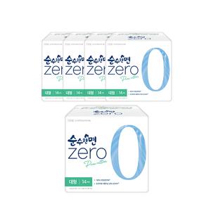 순수한면 제로 생리대, 대형 14입, 5개