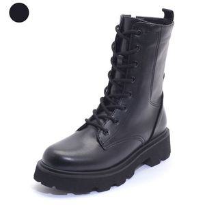 [갤러리아] 세라 여성 소가죽 미들 앵클 부츠 워커 단화 S22A705 검정 5CM