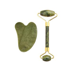 천연 옥 얼굴 하트 괄사 페이스 롤러 마사지 도구세트