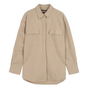 [앤듀]유니 코튼레이온 오버 아웃포켓 셔츠(O194SH040P)