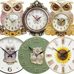 예쁜 무소음 벽시계/부엉이/해바라기/엔틱/빈티지/디자인/거실/벽장식/장식품/무음/집들이결혼이사개업선물