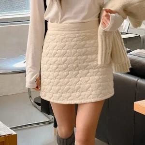 [코코블랑] 하트 퀄팅 패딩 스커트(밴딩)