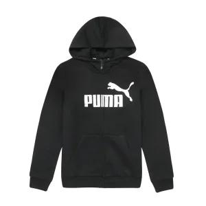 푸마 에센셜플러스 로고 K 플리스 여성 기모 후드 집업 블랙 672113-01