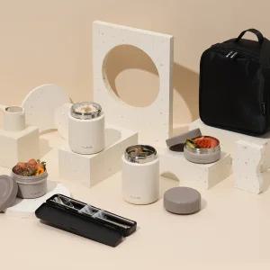 텀스 스텐+플라스틱 2in1 보온도시락 세트 6P+수저세트+가방