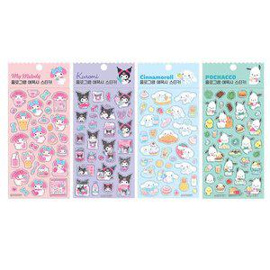 [기타]산리오홀로그램에폭시스티커시나모롤쿠로미마이멜로디포차코 4종세트