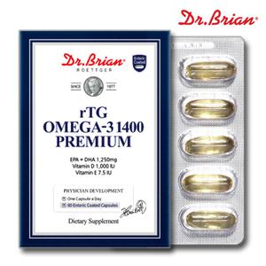 닥터브라이언 장용성 알티지 오메가3 1400 프리미엄 60캡슐 2개월 미국 3세대 rTG 고함량 EPA DHA 비타민D