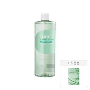 김정문알로에 큐어 워터 젤리 토너 500ml, 1개+증정(리알로에 피토 그린 앰플 마스크 30ml, 1매)