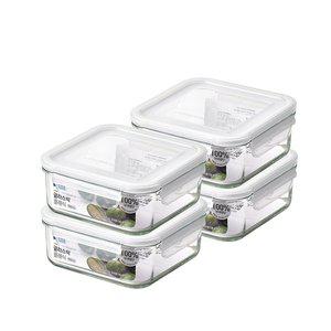 [글라스락] 클래식 화이트에디션 정사각 900ml 4조 세트