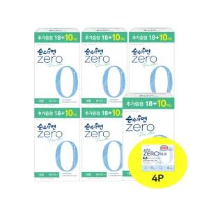 깨끗한나라 순수한면 제로 생리대 대형 28P 6팩+생리대 4P