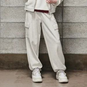 [에꼴리에] 여자 가을이월 오트밀 와이드 스트링카고바지(24C0752)