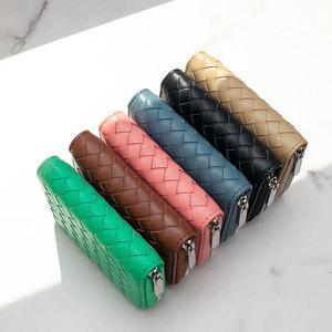 아코디언 카드지갑 지퍼형 카드홀더 남녀공용 양가죽