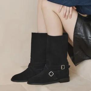 [무크] 여화 비알라 소가죽 하프부츠 2colors