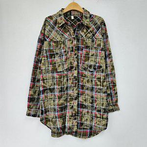 [아이우먼] 블리치카라체크긴팔셔츠 BNS782M409 빅사이즈