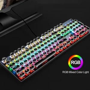 LED 게이밍 기계식 키보드 청축 유선 OKB-MCHBL1