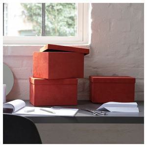 [이케아]GJ TTA 수납상자+뚜껑 벨벳 레드브라운 18x25x15cm