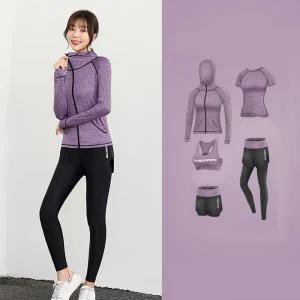 여성 운동복5종세트 트레이닝복세트 요가 헬스 등산 운동복 브라탑 숏 롱팬츠 후드집업 반팔티 스포츠복
