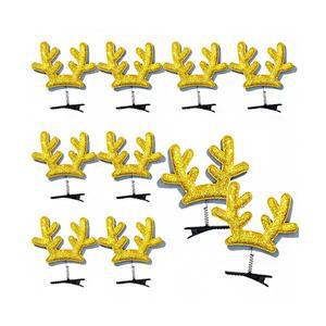 국내제작 10개) 골드 글리터 루돌프 크리스마스 안테나 스프링 머리핀 파티 용품