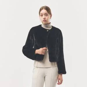 [진도모피](강남점)골드버튼 크롭 밍크 자켓 (CMJ011)