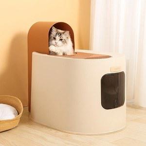 고양이화장실 대형 반 사막화방지 화장실 후드형 튀김