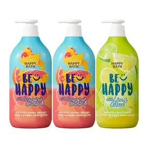 해피바스 스마일 바디워시 자몽오렌지, 900g, 2개  +  유자라임, 900g, 1개