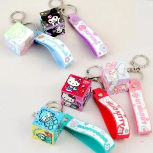 산리오 큐브 키링/시나모롤 쿠로미 미니 장난감 가방고리 열쇠고리