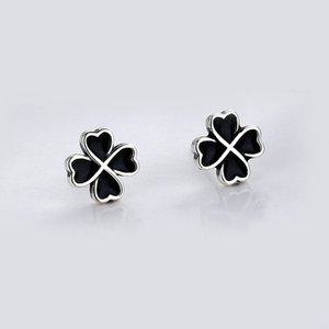 순은 데일리 925귀걸이 행운의블랙 네잎클로버E001