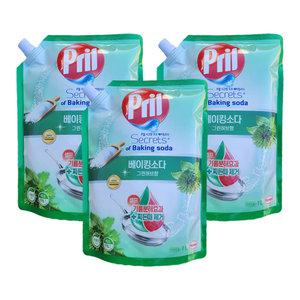 헨켈 프릴 베이킹소다 주방세제 1L 리필 3개 그린허브향
