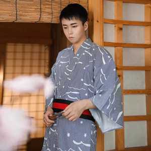 유카타 기모노 남성 정장 옷 축제 전통 세트 사무라이 코스프레 사진 촬영