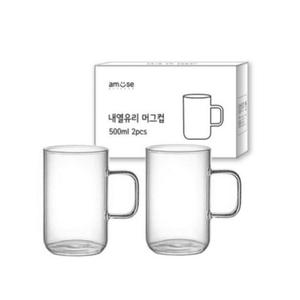 어뮤즈키친 내열유리 머그컵 500ml 2개