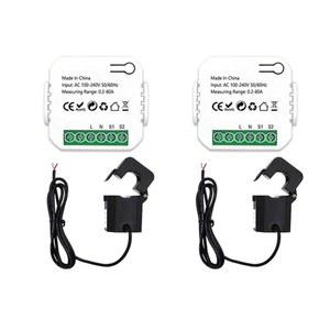 투야 스마트 라이프 Zigbee 에너지 계량기, 전류 변압기 클램프 포함, Kwh 전력 모니터, 전기 통계가 있는 80A, 2X